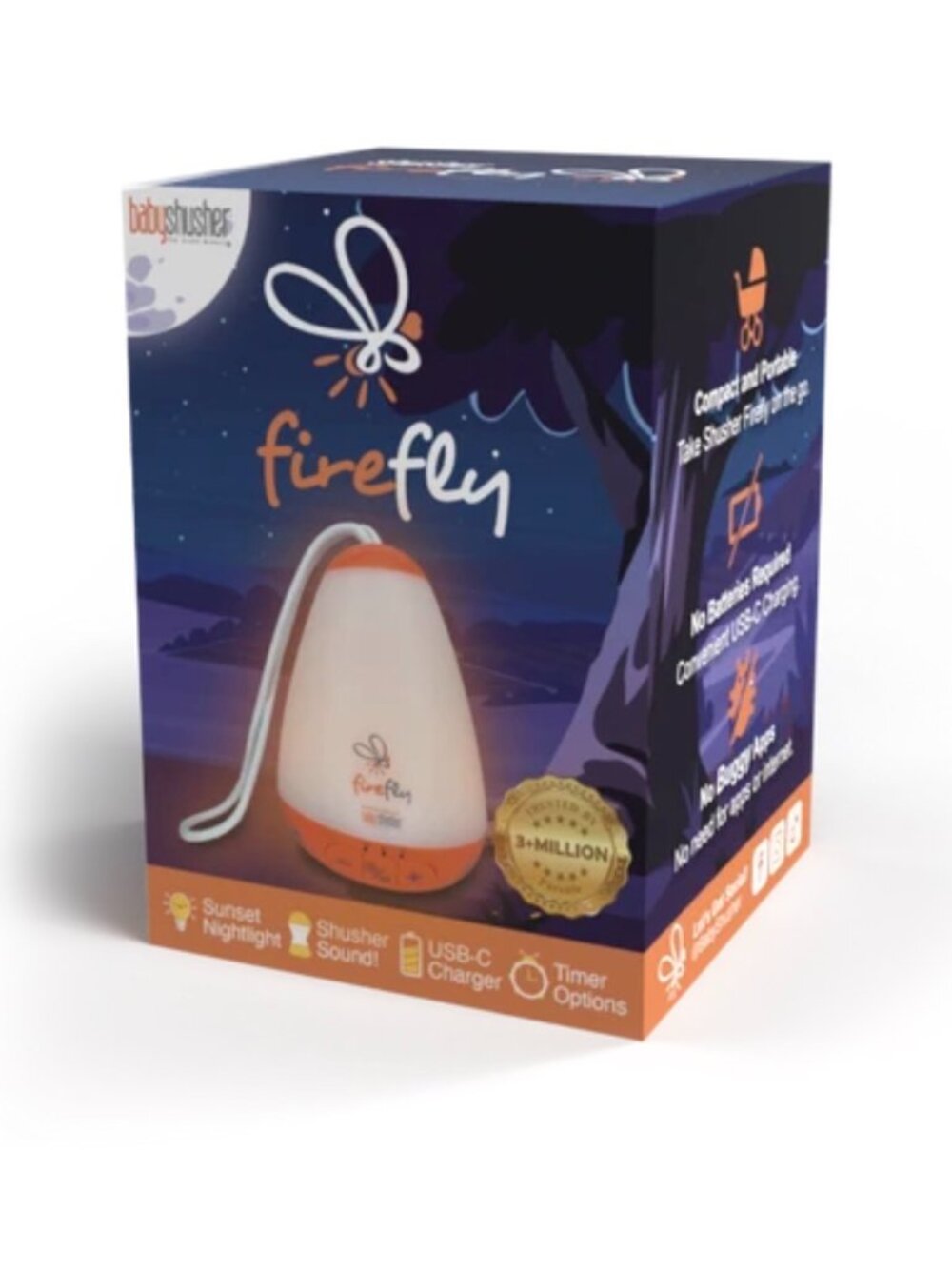 🌙 NEW Baby Shusher Firefly Sound Machine Night Light USB-C Rechargeable Timer